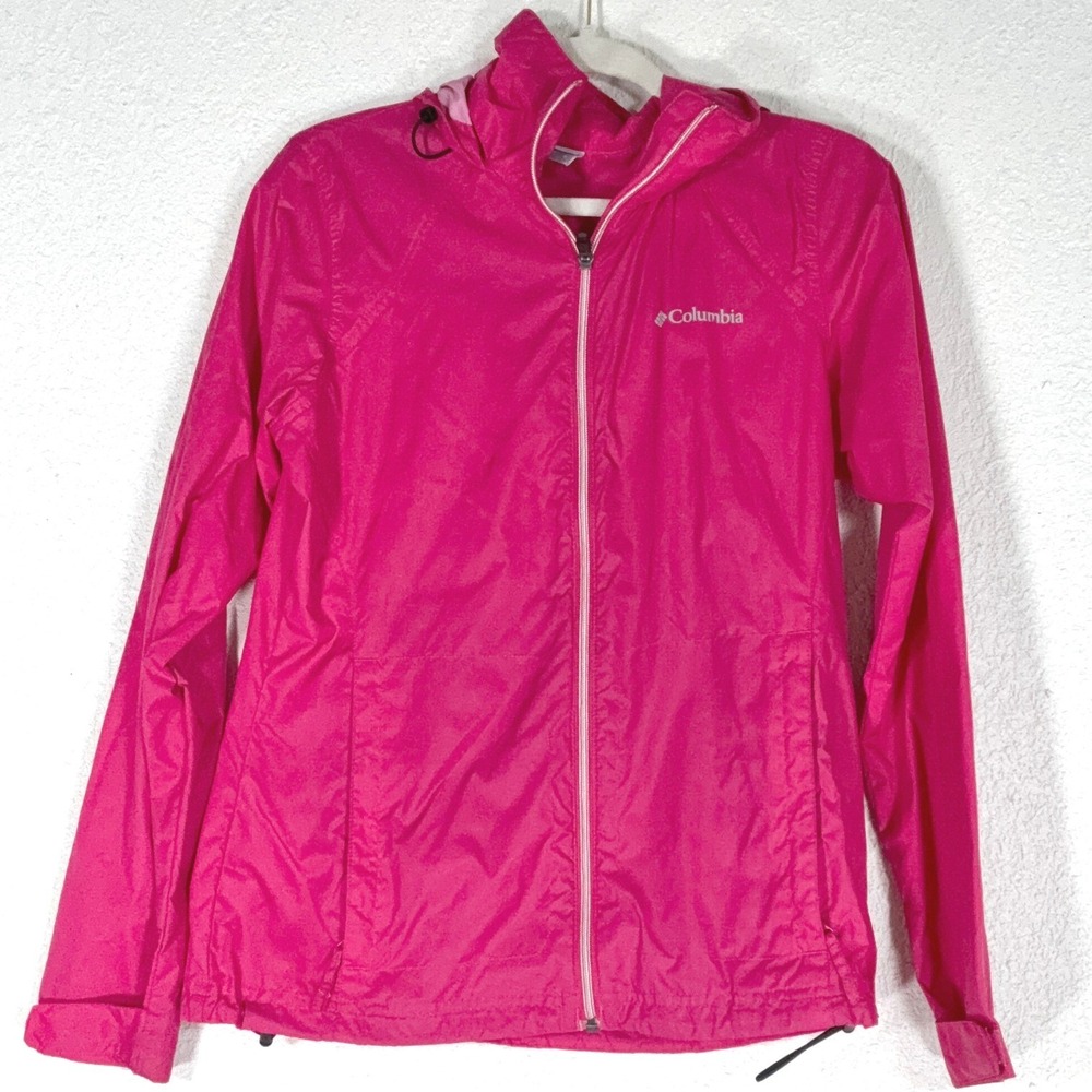 Columbia Pink Windbreaker - S - Hooded Lightweight Full Zip Gorpcore Hiking Rain